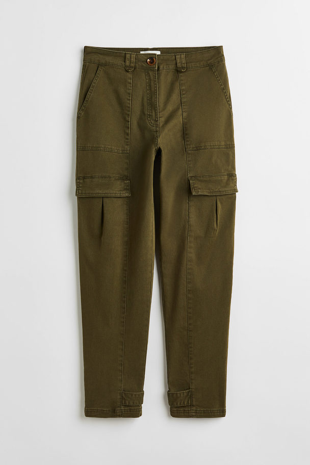 H&M Utility Trousers Dark Khaki Green