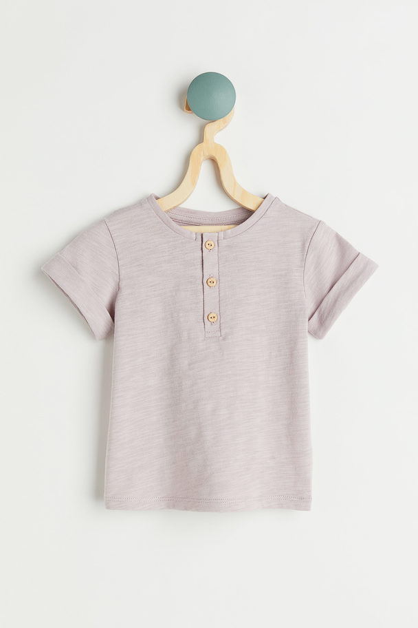 H&M T-shirt With Buttons Light Purple Marl