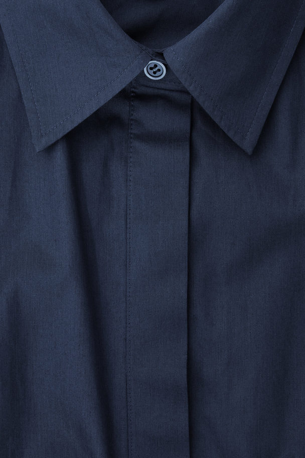 COS Cutout-waist Midi Shirt Dress Navy