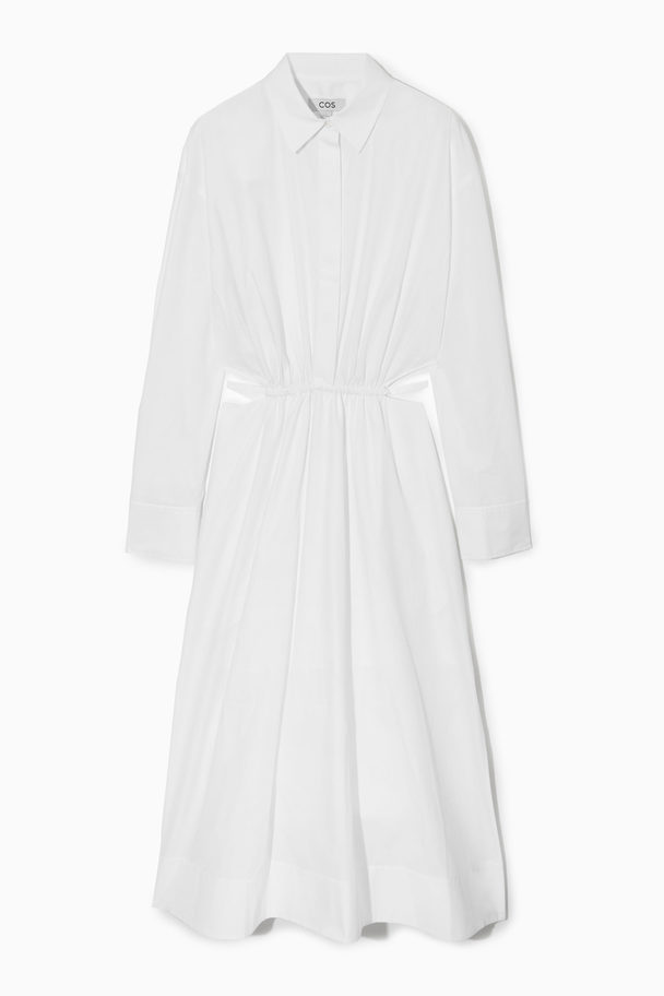 COS Cutout-waist Midi Shirt Dress White