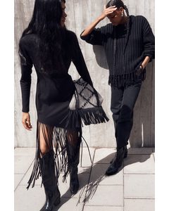 Fringe-trimmed Dress Black