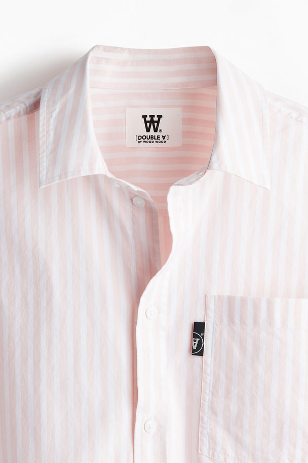 Double A by Wood Wood Day Striped Shirt Pale Pink