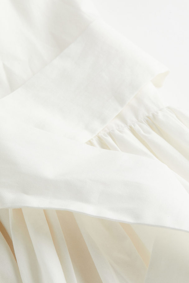 H&M Baumwollkleid mit Bindedetail Weiß