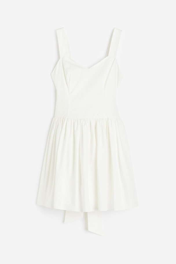 H&M Baumwollkleid mit Bindedetail Weiß