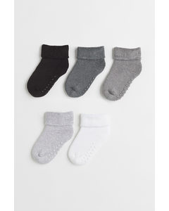 5-pack Anti-slip Socks Black/grey/white