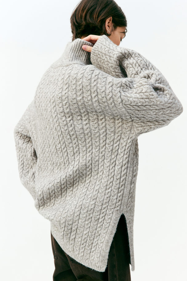 H&M Zip-top Cable-knit Jumper Beige