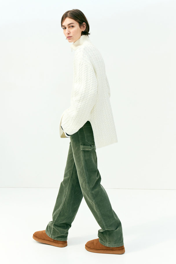 H&M Zip-top Cable-knit Jumper Cream