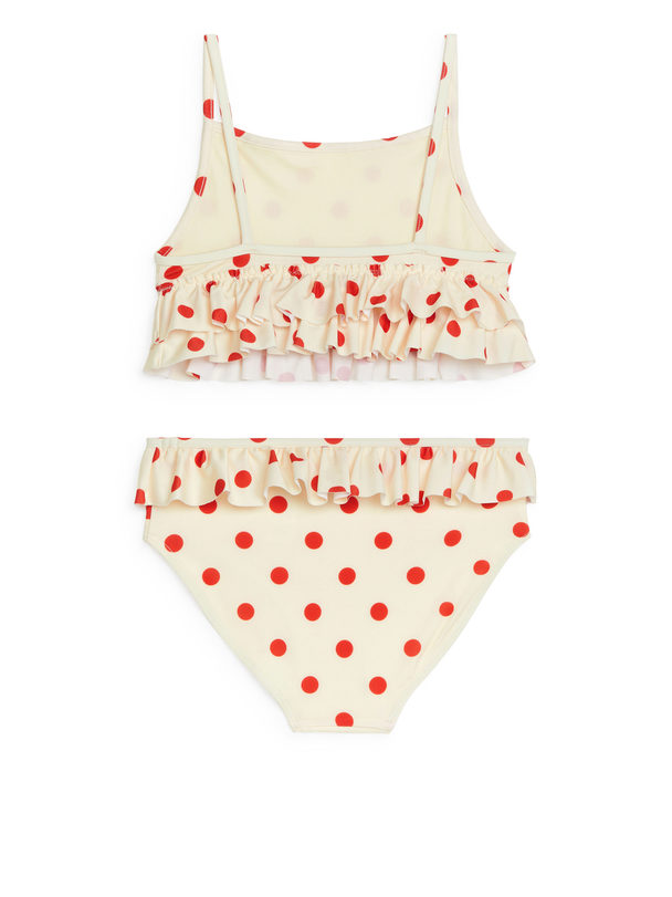 ARKET Frill Bikini Set White/red