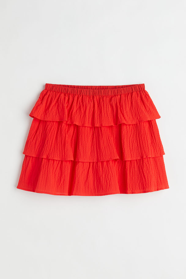 H&M Tiered Mini-skirt Red