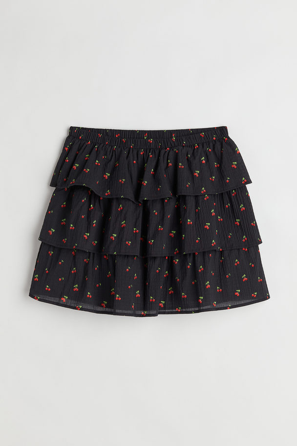 H&M Tiered Mini-skirt Black/cherries