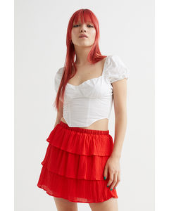 Tiered Mini-skirt Red