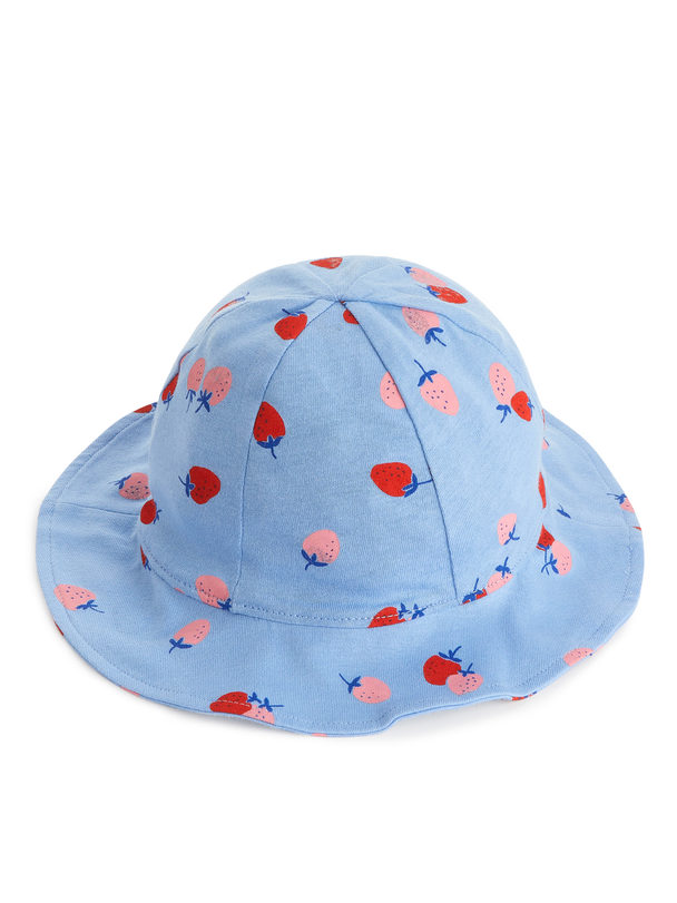 ARKET Cotton Sun Hat Light Blue/strawberries