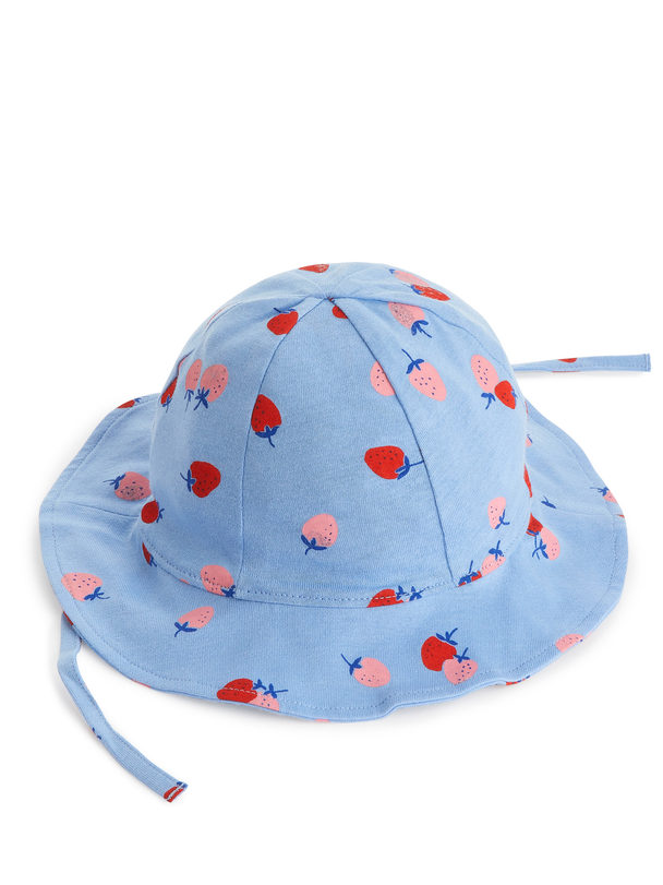 ARKET Cotton Sun Hat Light Blue/strawberries
