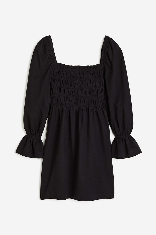 H&M Smocked Jersey Dress Black