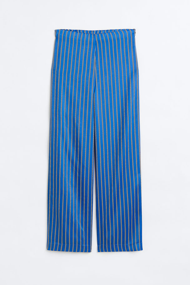 H&M Satin Trousers Blue/striped
