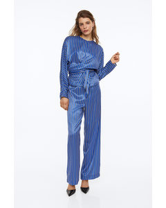 Satin Trousers Blue/striped