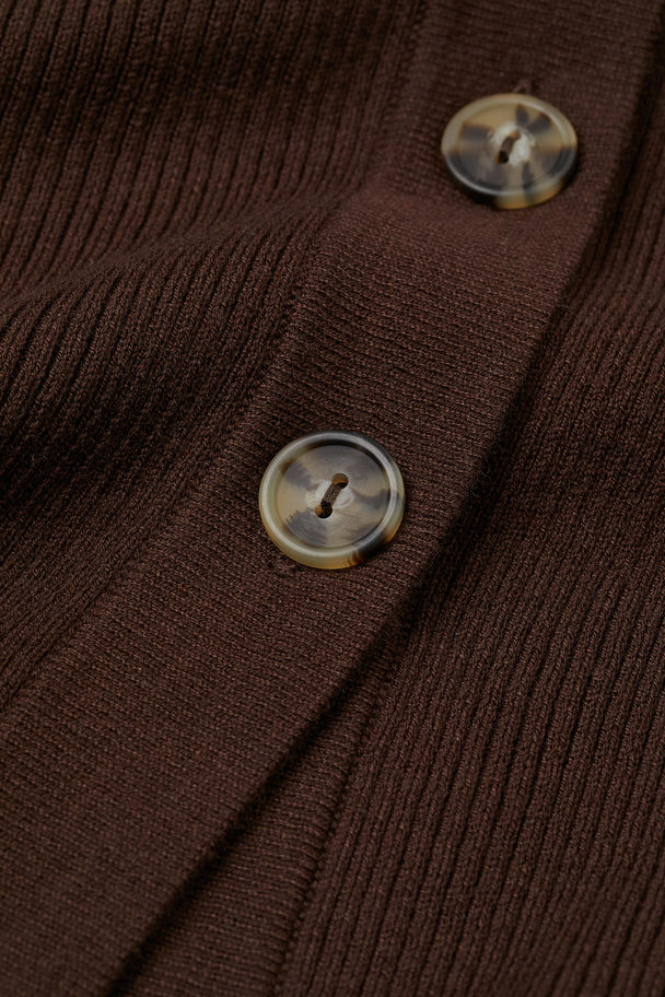 H&M H&m+ Rib-knit Dress Dark Brown