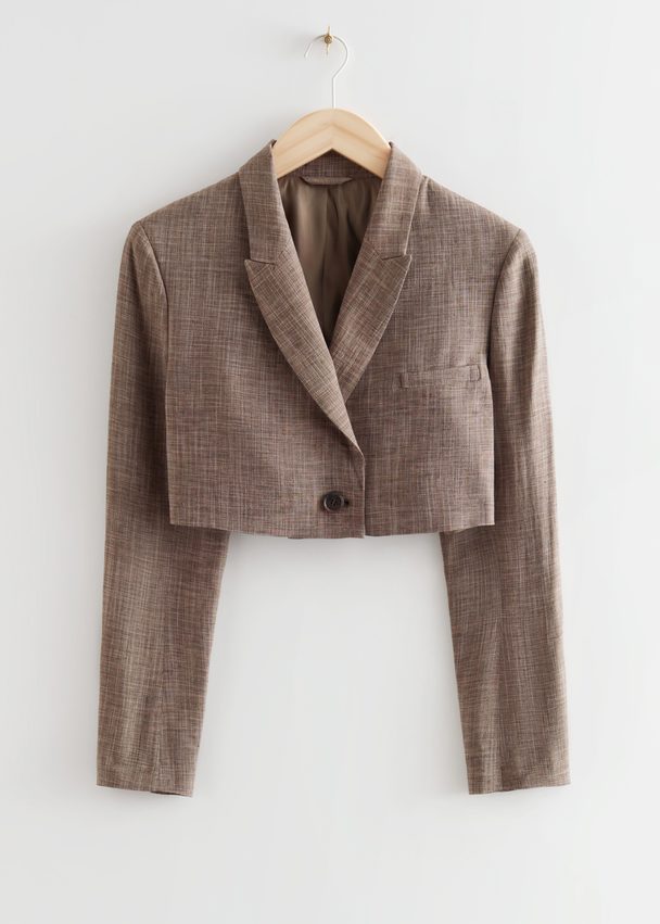 & Other Stories Cropped Tailored Blazer Brown