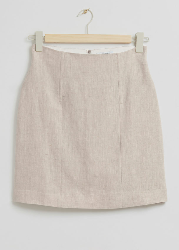 & Other Stories Gestructureerde Linnen Rok Met Hoge Taille Lichtbeige