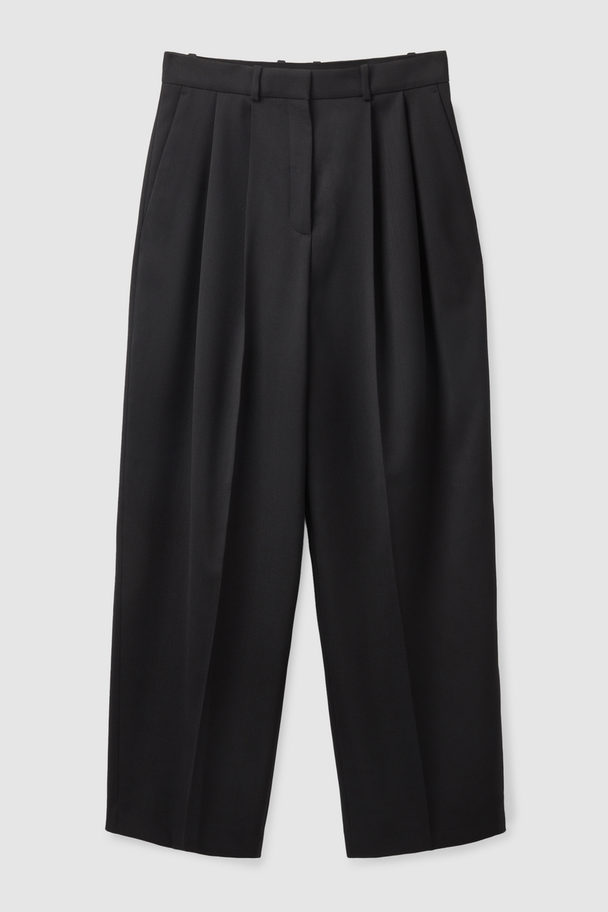 COS Pleated Wide-leg Trousers  Black