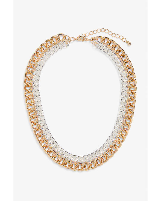Monki Layered Chunky Chain Necklace Gold And Silver