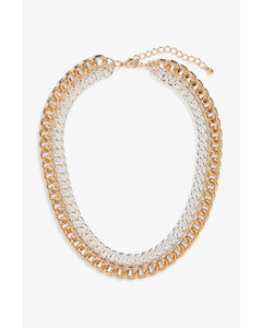 Layered Chunky Chain Necklace Gold And Silver