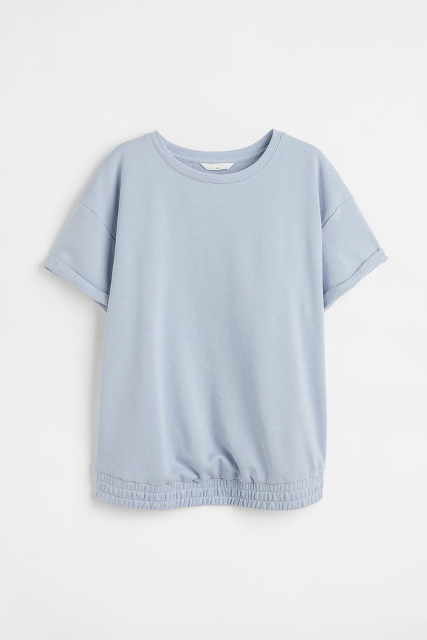 H&M Mama Short-sleeved Sweatshirt Top Light Blue