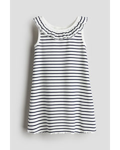 Collared Jersey Dress White/striped