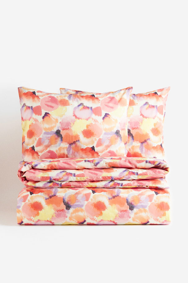H&M HOME Gemusterte Bettwäsche für Doppelbetten Rosa/Blütenblätter