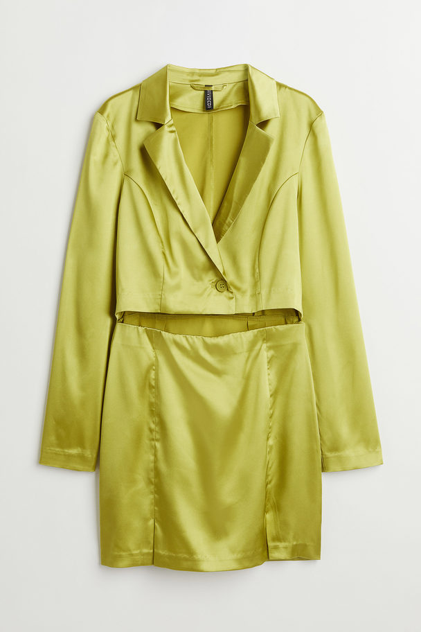 H&M Cut-out Jacket Dress Yellow-green