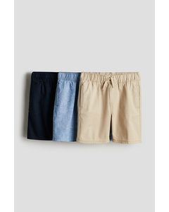 3er-Pack Shorts Marineblau/Beige