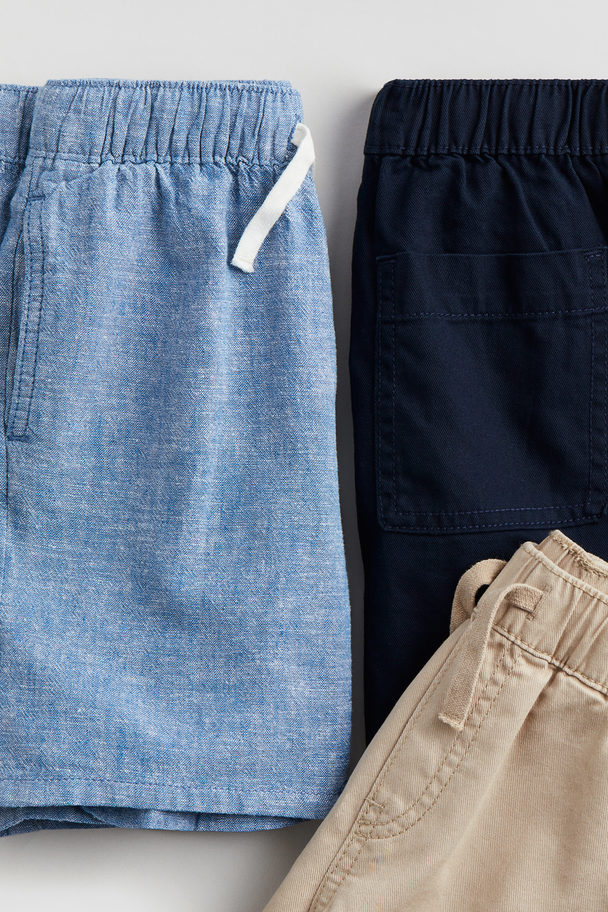 H&M 3er-Pack Shorts Marineblau/Beige