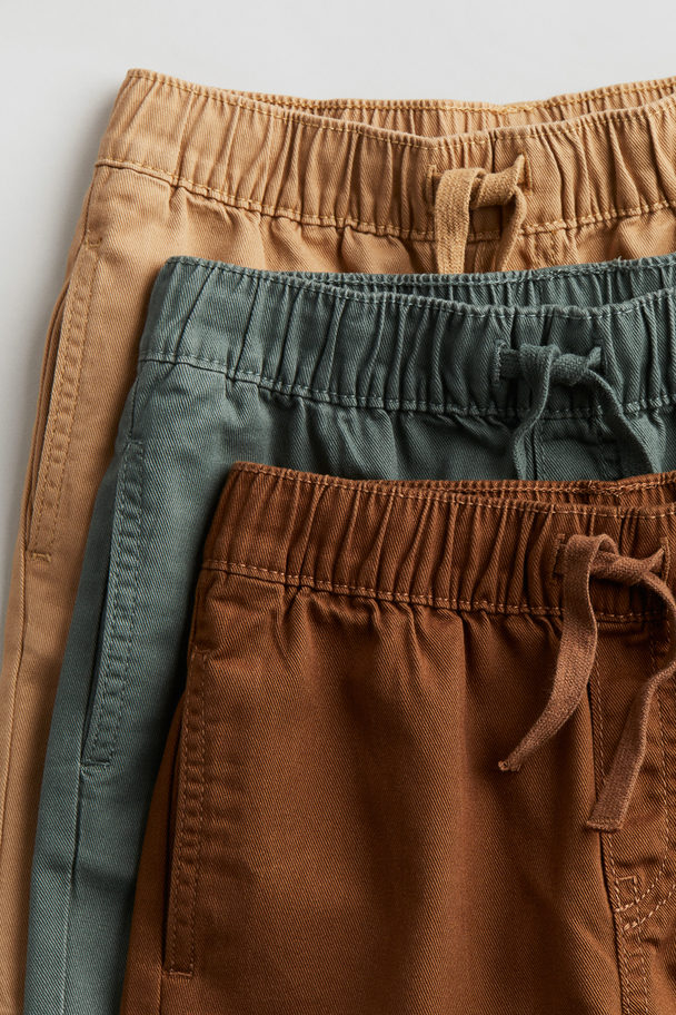 H&M 3-pack Shorts Brown/beige/dark Green