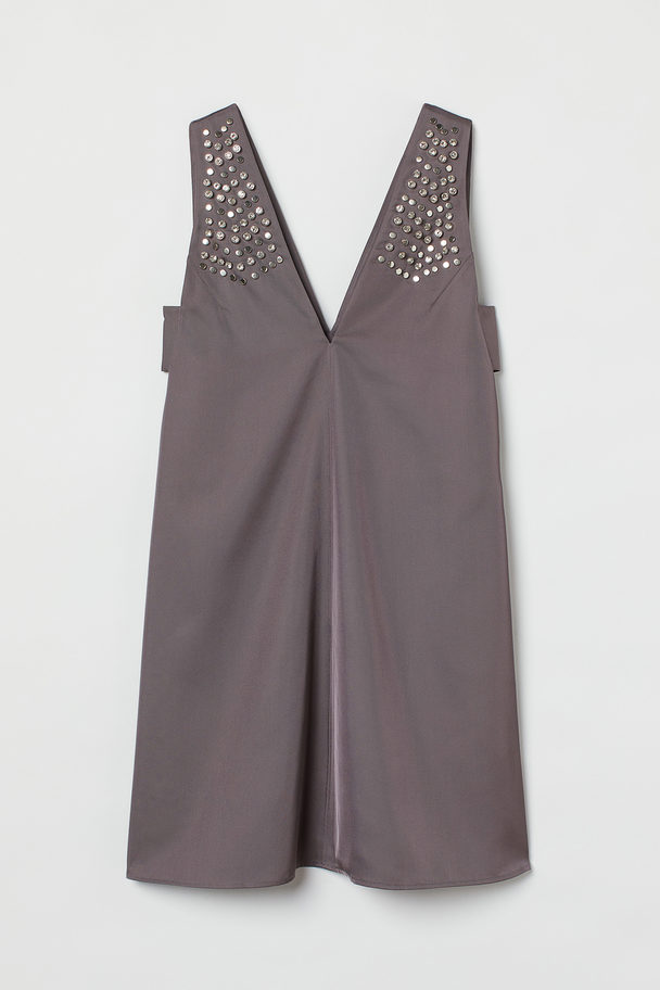 H&M Kleid mit V-Ausschnitt Dunkelgrau