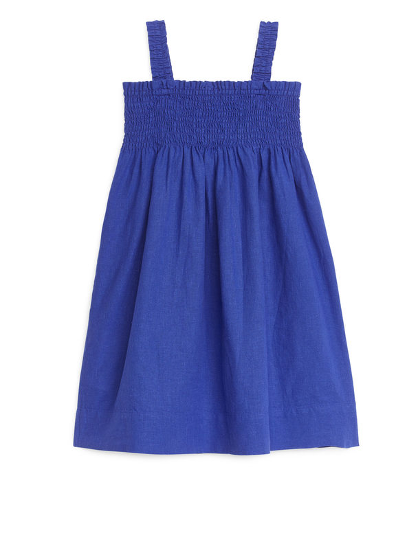ARKET Gesmoktes Seersucker-Kleid Blau