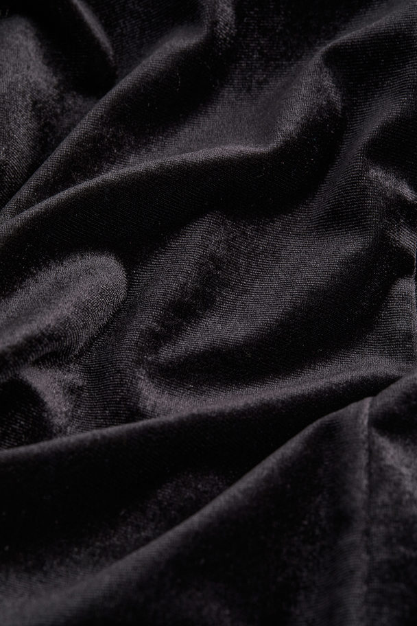 H&M Rhinestone-embellished Velour Dress Black