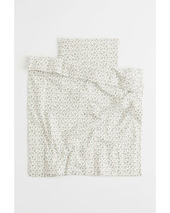 Cot Duvet Cover Set White/floral