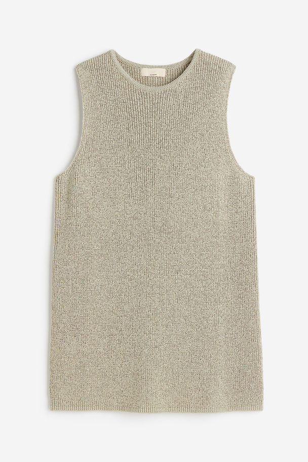 H&M Knitted Silk-blend Top Light Dusty Green