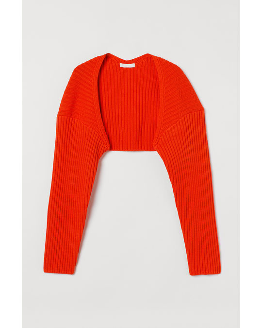 H&M Rib-knit Bolero Orange-red