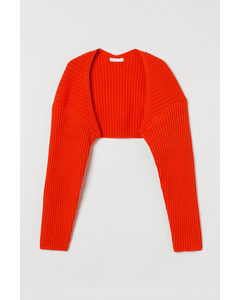 Rib-knit Bolero Orange-red