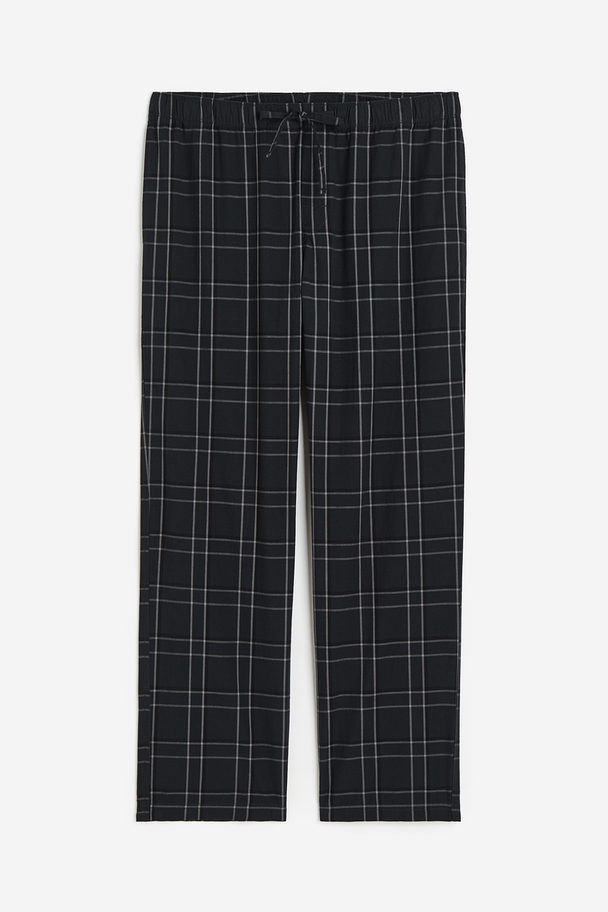 H&M Pyjamabroek - Relaxed Fit Donkergrijs/geruit