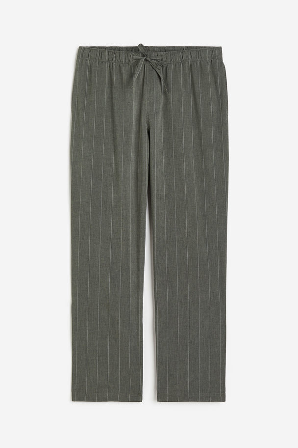 H&M Pyjamabroek - Relaxed Fit Donkergroen/krijtstrepen