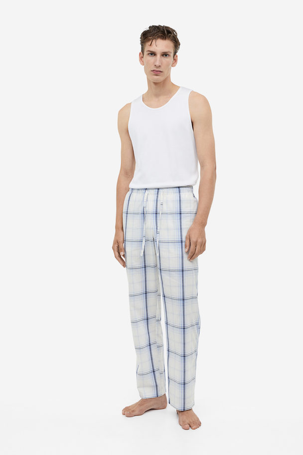 H&M Pyjamabroek - Relaxed Fit Lichtblauw/geruit