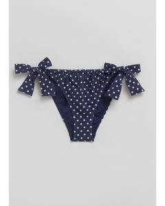 Bikinihose mit Schleife und Polka-Dots Navyblau