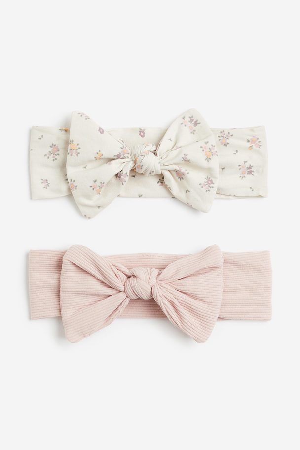 H&M 2-pack Bow-detail Hairbands White/floral