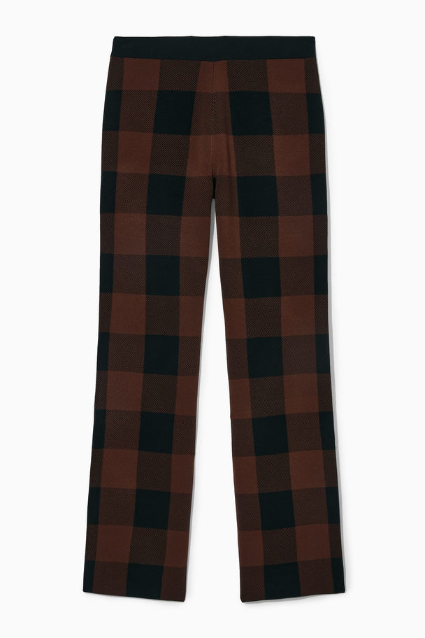 COS Flared Checked Jacquard-knit Trousers Brown / Black / Checked