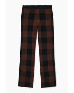 Flared Checked Jacquard-knit Trousers Brown / Black / Checked
