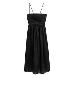 Linen Strap Dress Black