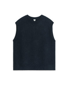 Gebreid Vest Van Alpacawol Donkerblauw