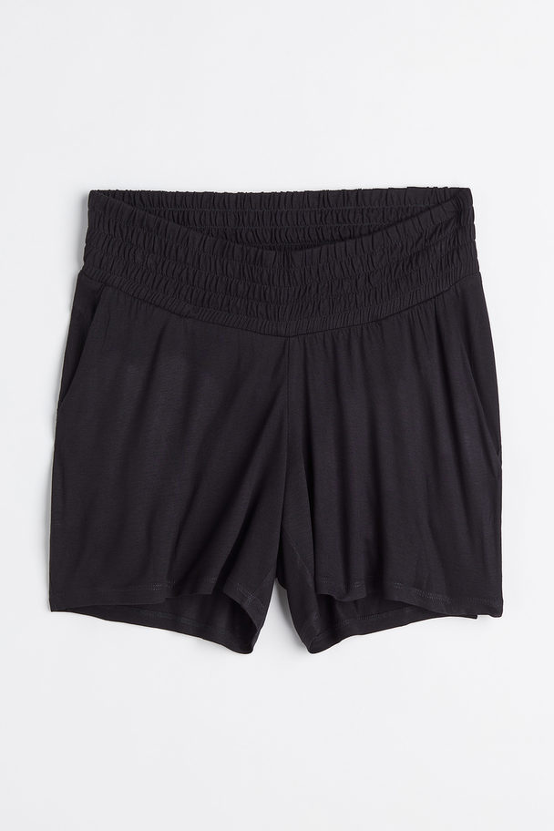 H&M Mama Smock-waisted Shorts Black